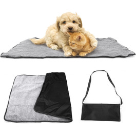 Водонепроникний килимок для собак та котів 100x70 см (Чорний) - М'який, зносостійкий, для подорожей, миється