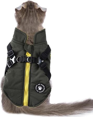 Водонепроникна куртка для собак з повідком та D-подібними кільцями - тепла сорочка для собак, маленька одяг для собак (зелена, XS)