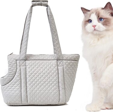 Транспортна сумка для собак та котів | Сумка-переноска з бавовни, легка та портативна для цуценят та кошенят (Світло-сіра)