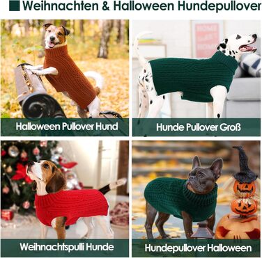 Теплий зимовий пуловер для собак AOFITEE з коміром-стійкою, для такс та маленьких порід, зелений (S)