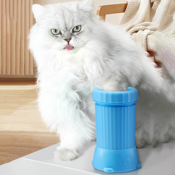 Автоматична мийка для лап собак PAW, автоматичний очищувач лап для собак - Автоматична чаша PAW Cleaner, портативна USB-зарядна пристрої для догляду за котами, машина для миття брудних лап котів Buddy для маленьких тварин (Блакитна)