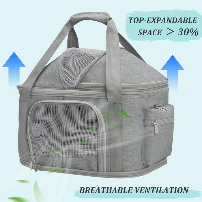 Сучасна переноска для собак 2-в-1 з м'якими боковинами, сумка для подорожей для маленьких собак та котів, стильна складана переноска для цуценят та маленьких тварин з кишенею (чорний + коричневий, 38,1 см x 19,1 см x 15 см, сірий 16,2 см x 11,4 см x 13 см