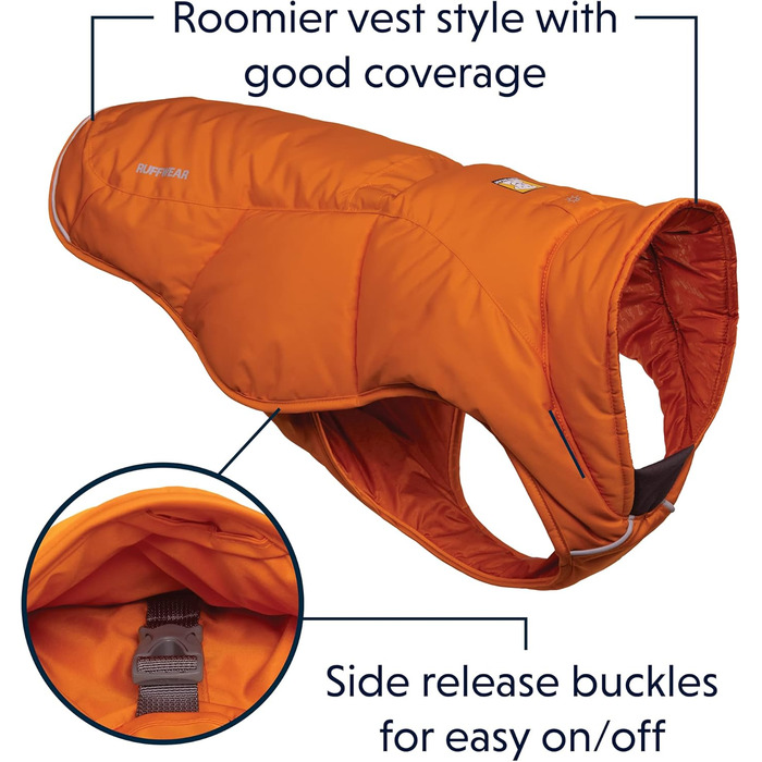 Ruffwear Quinzee утеплена зимова куртка для собак, розмір L, помаранчева, пакується