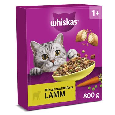 Сухий корм для дорослих котів WHISKAS з ягнятиною, набір 5 x 800 г