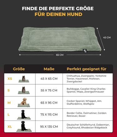 Килимок для собак HS-Hundebett® з флісовою підкладкою, XS (45x65 см) – Практичний, зручний, миючий, двосторонній – М'яка ковдра для собак – Комфортний відпочинок – Зелений, виготовлено в Німеччині, 45x65 см