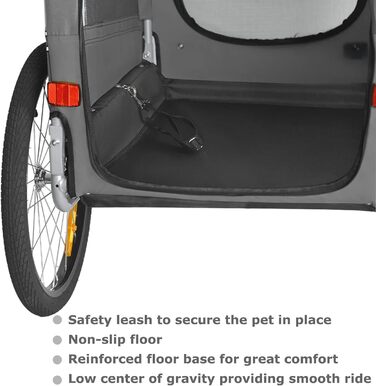 Tiggo VS Pets M: Причеп для собак, велосипедний, сірий