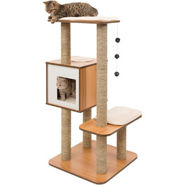 Котячий будиночок VESPER 52045 High Base, горіх, кубічна конструкція з двома платформами