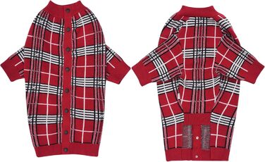 LovinPet Пуловер для собак великих порід, класичний, вітронепроникний, британський клітинний візерунок, теплий жилет для собак середніх та великих порід, розмір L