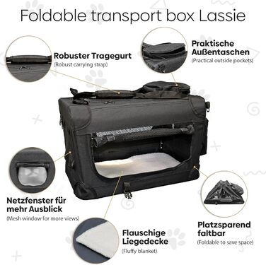 DEFACTO Транспортна переноска для собак, котів та домашніх тварин, XL, 91L x 63W x 63H см, Чорний