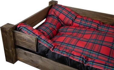 Гіркий корзина для собак Kistenkolli Altes Land Winston XL з дерева та подушкою, 100x60x25 см, вінтажний дизайн, колір палісандр (червоний)