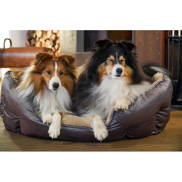 Ортопедичне ліжко для собак Santorini – двостороннє ліжко з піною з пам'яті, знімає навантаження, для літа та зими (Колір: Коричневий, Розмір: M)