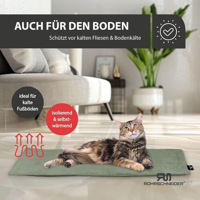 Кішка ліжко-лежанка для вікна | Самопідігріваюча підстилка для котів | Зроблено в ЄС | М'яке ліжко для котів з антиковзною підкладкою | Миється, матеріал - корд | Розмір 2 (90 x 29 см) | (сіль)