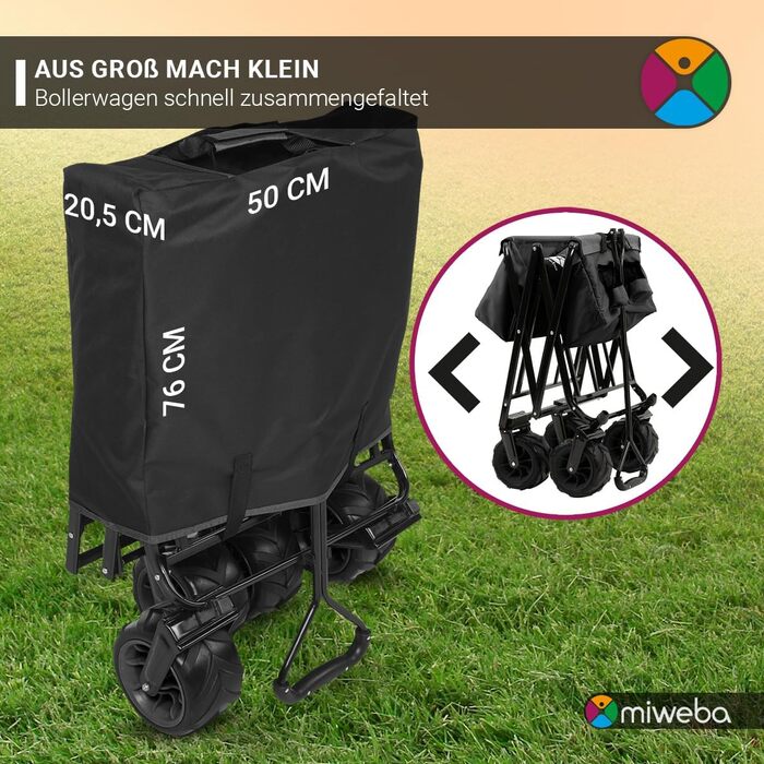 Складаний візок Miweba MB-30 | Вантажопідйомність 120 кг - для дітей, саду, пляжу | Сірий