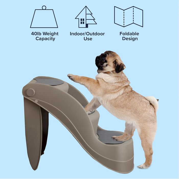 Сходи для собак і котів Petmaker, 3-ступеневі, міцні, з фіксаторами, для дому та авто, колір бежевий
