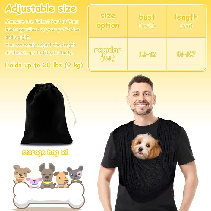 Сумка-переноска для собак до 9 кг, тканинна, з регульованим ременем, для прогулянок на вулиці