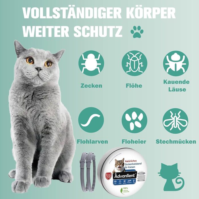 Захисний нашийник від бліх та кліщів для котів Advanllent, від 12 тижнів