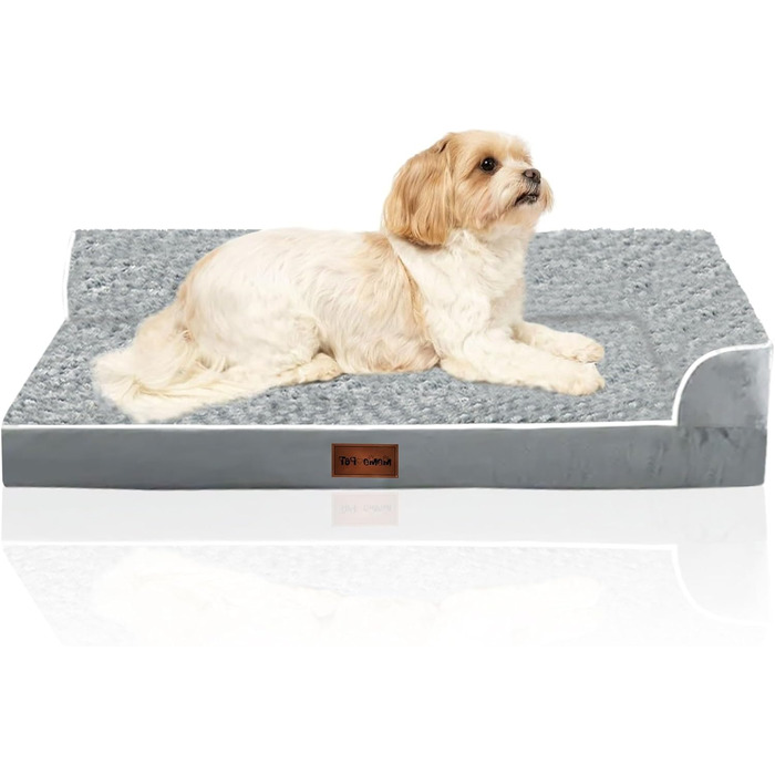 Ортопедичне ліжко для собак великих порід - вологостійке, з неслизьким дном та знімним, пральним чохлом (M: 71 x 58 x 17 см)