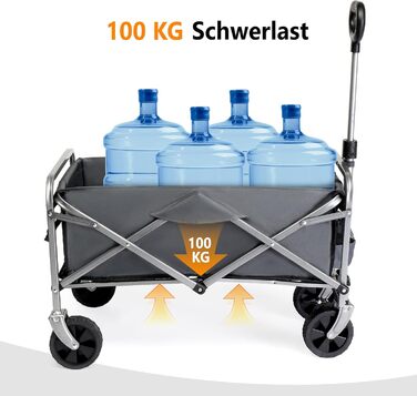 Візок Bonnlo для перевезення вантажів, 100 кг, 600D Oxford, сталевий каркас, 74,5×45,5×84 см (сірий)