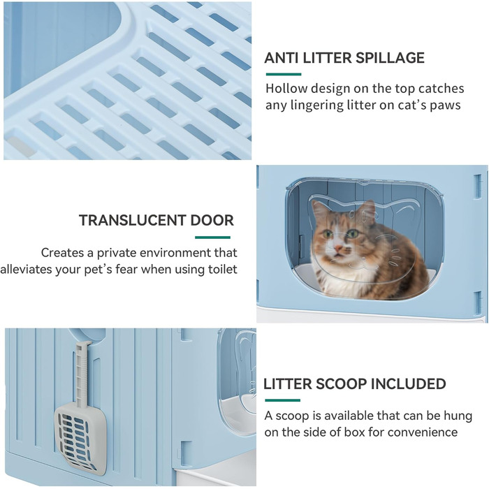 Котячий туалет з кришкою YITAHOME синій