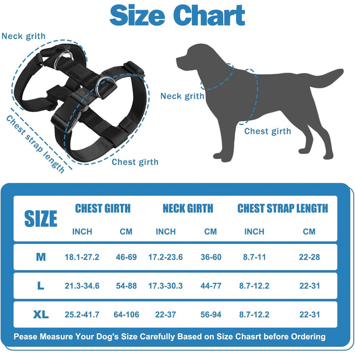 Шлейка для собак FEimaX для великих собак, тактична, не тягне, чорна, XL. Зручна, дихаюча, міцна, з м'якою підкладкою
