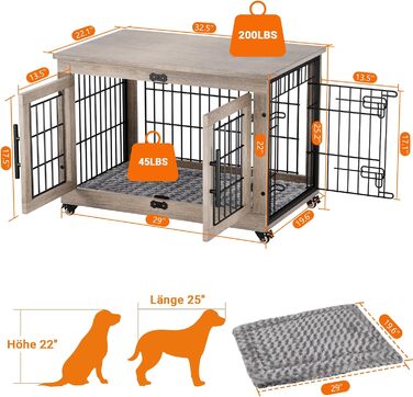 Кіяпка: Будка для собак у дім з подушкою, 98x64x68 см (Сірий, M)