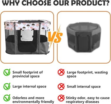 Клітка-забіг для цуценят, переносна огорожа для тварин, сірий колір, розмір M