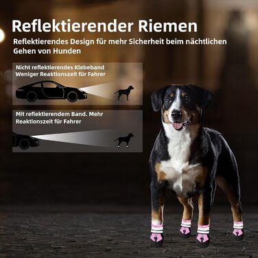 Водонепроникні собачі чоботи з антиковзкою підошвою, 4 шт. – захист лап для собак маленьких, середніх та великих порід (Рожеві, XL)