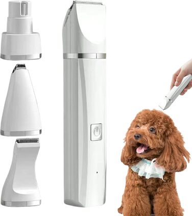 Електричний триммер для собак 4-в-1: стрижка, грумінг, догляд за кігтями та шерсті. Бездротовий, тихий, для цуценят та собак білих порід