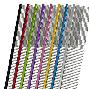 Гребінець для догляду за домашніми тваринами для видалення намотаного хутра, запобігає ковтунам та сплутаностям, довгі зуби, коротке хутро (Колір2), довжина - 19 см