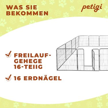 Клітка для цуценят Petigi, вольєр з порошковим покриттям, складаний, розмір комірки 47 мм, для використання в саду, 80x80 см