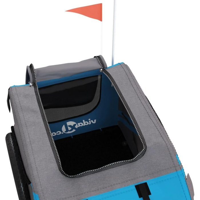 Причіп для собак vidaXL, причіп для собак з відбивачами та прапорцем, вантажопідйомність 45 кг, Oxford-тканина, залізо (Блакитний, 125 x 63 x 66 см)