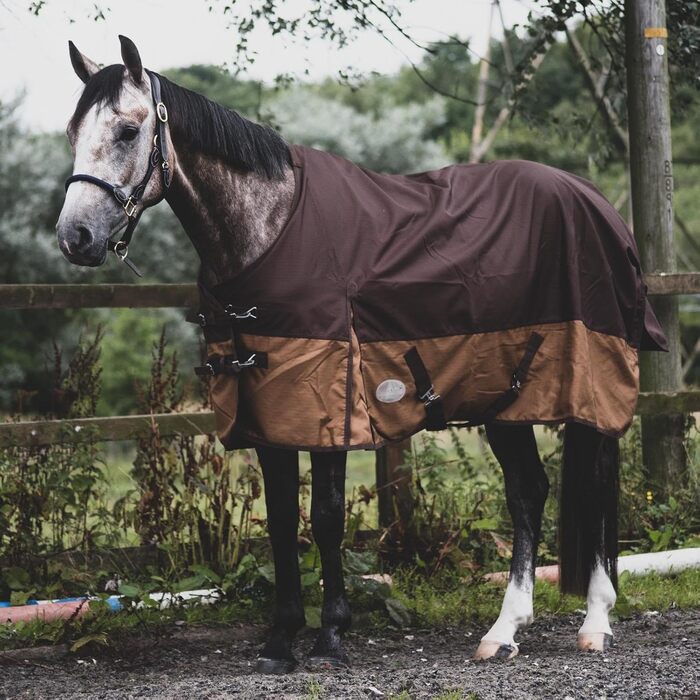 Кінська попона eQuitack 1200 ден реген з флісом, 165 см, сіро-коричнева