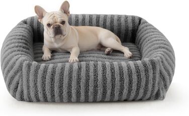 Лежанка для собак середнього розміру Pawk, тепла та м'яка, знімний чохол, антиковзаюча підкладка, 64 x 54 x 18 см, сірий колір