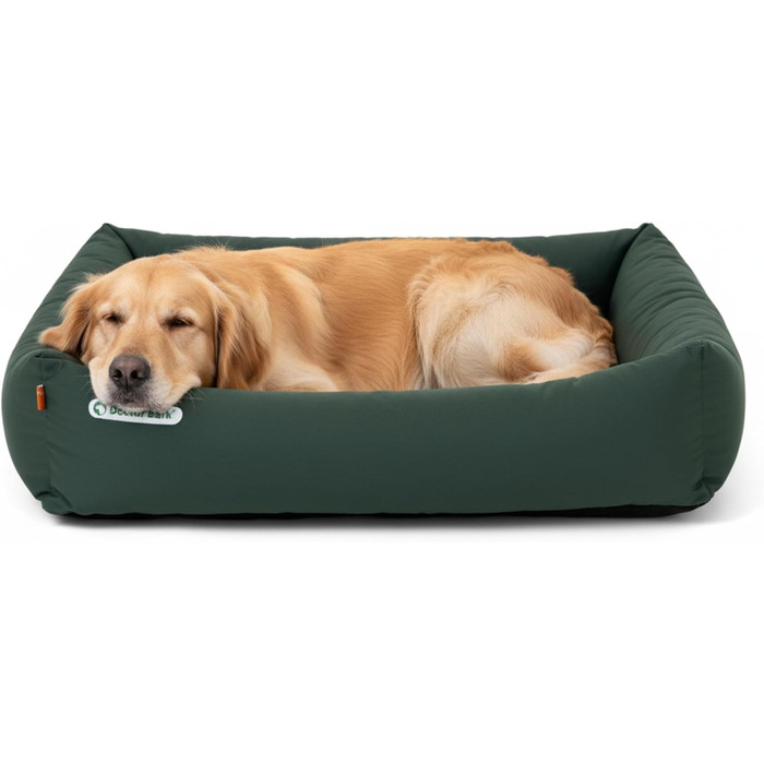 Ортопедичне ліжко для собак Doctor Bark - велике (XL, 100x90 см, зелене) з м'якою підстилкою, миється до 95°C, гігієнічне