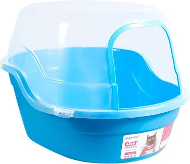 Великий туалет для кішок з кришкою XXL, Jumbo, блакитний, 63x48x43 см, для великих порід