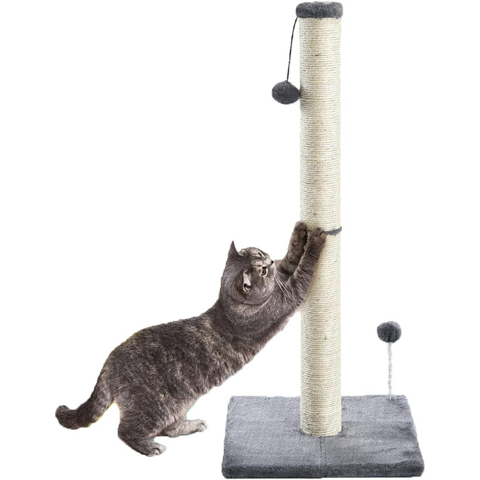 Котяча дряпка XXL з сизалевого мотузка, з м'яким плюшем та іграшкою (80 см)