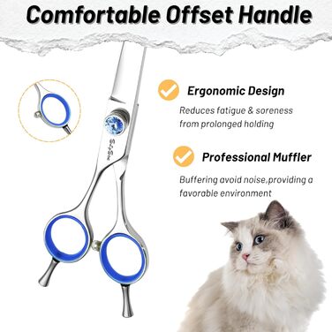 Професійна ножиця для грумінгу собак та котів, 7 дюймів, 30° нахил, сталь VG10, безпечна тупа накінечник