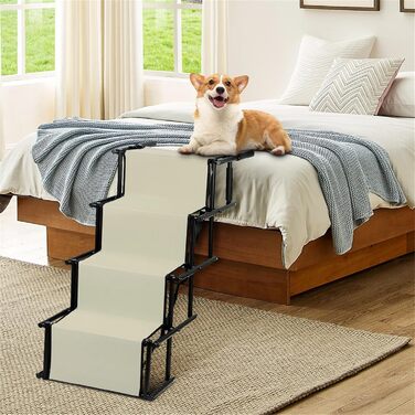 Рампа для собак у машину, складна, регульована висота, до 75 кг (чорний, бежевий)