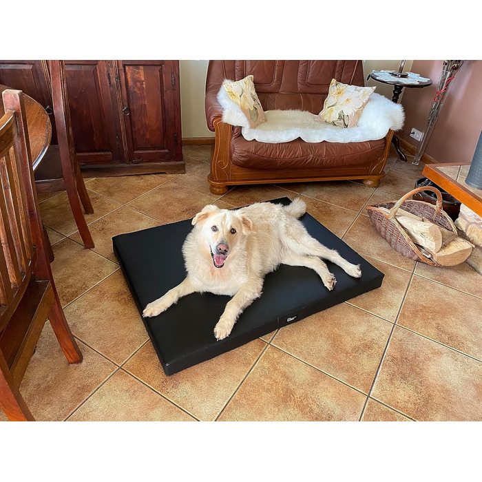 Килимок для собак Tina Grosse: великий, середній та малий розмір - м'яке ліжко для собак з еко-шкіри, миється, водонепроникний, зручний, довговічний, стійкий до зношування та розривів (XL | 100x80x8 см, Чорний)