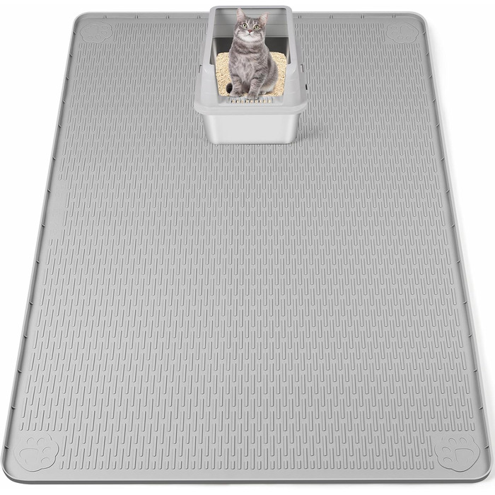 Килимок для котячого туалету Bartuke Katzenklo Matte, великий розмір 101 x 71 см, силіконовий, контролює розсипання, м'який для лап котів, легко миється (Зелений)