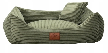 Лежак для собак Leo4dog з вельвету, зі знімним чохлом для прання, колір Оливка, XL 115x90
