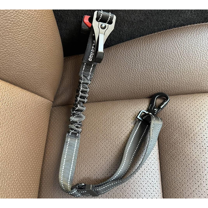 Ремінь безпеки для собак в авто: 2 шт., чорний, 60 см, з регулюванням та амортизацією