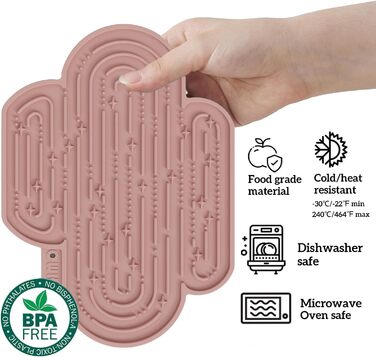 Лежак-іграшка для собак та котів OHMO Schleckmatte, 2 шт. - милий дизайн кактуса, силікон, 18x25.5 см (кораловий & вишневий)