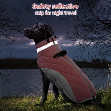 Зимовий теплий одяг для собак великих порід: куртка, плащ, комбінезон від OUOBOB. XXXL, водонепроникний, з D-рингом, для Лабрадора, BerryPink