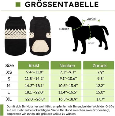 Теплий пуловер для собак Queenmore, для маленьких порід (Даксель, Французький бульдог), в'язаний, флісовий, зелений, чорний (L)