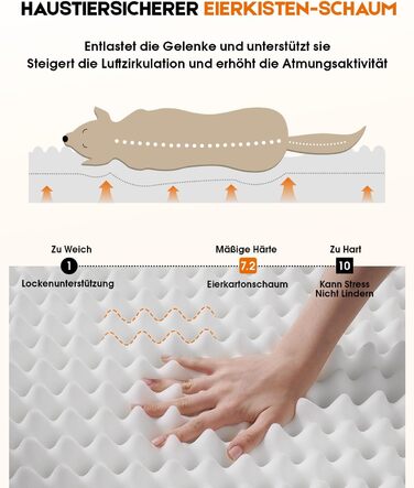 Ортопедичне ліжко для собак XL, корзина для собак, що стирається, з яєцеподібною піною, водонепроникний диван для собак з неслизьким дном та чотиристоронньою подушкою (Чорний, 117x76x19cm)