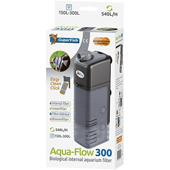 Акваріумний фільтр Superfish Aqua-flow-100 для води в акваріумі, чорний (UK-вилка)