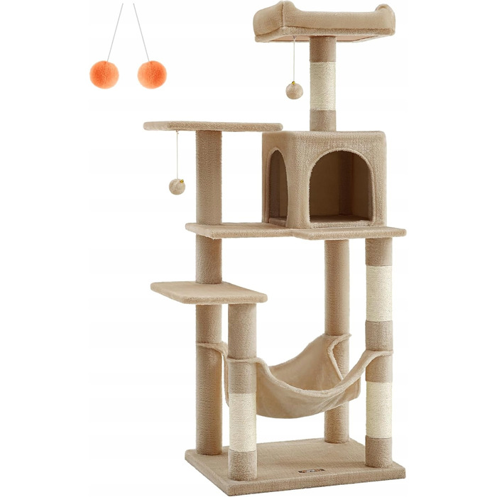 Комплекс для котів Feandrea 101: низька дряпачка, лежанка та стовпчик для точіння (160 см)