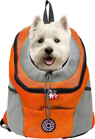 Рюкзак-переноска для собак та котів, до 10 кг, дихаючий, для подорожей та активного відпочинку (Оранжевий)