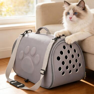 М'яка переноска для тварин: зручна сумка-рюкзак для котів та інших домашніх улюбленців. Ідеально для візитів до ветеринара, прогулянок містом, подорожей, хатингу та відпочинку на природі. Колір: сірий, розмір: M.